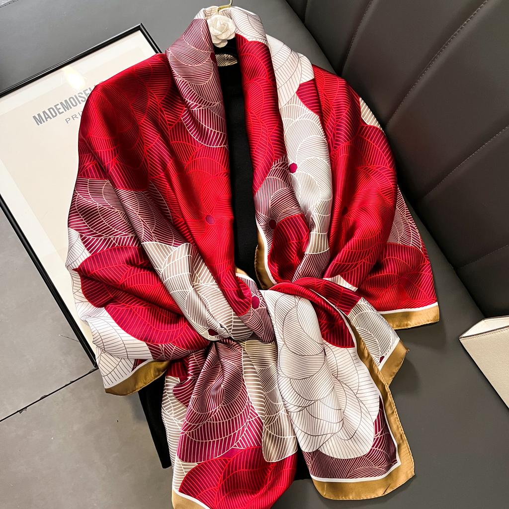 180*90cm Brand Designer Silk Scarf Female Foulard Bandana Long Shawls Wraps Winter Neck Scarves Pashmina Lady Hijab Luxury New