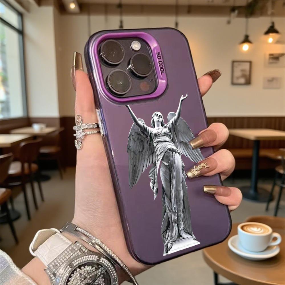 Angel Statue with Open Arms Hard Phone Case for Iphone 16 15 14 13 12 11 Pro Max Mini Shockproof Anti-Scratch Protective Cover