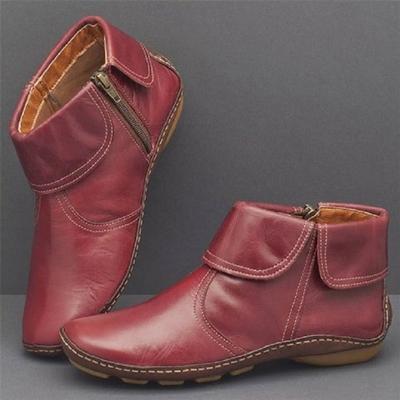 Herfst Winter PU Leer Dames Enkellaarsjes Dames Effen Platte Korte Sneeuwlaarzen Vrouwelijk Zachte Zool Antislip Casual Laarzen Grote Maten