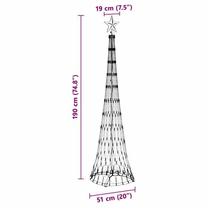 VidaXL Arbre de Noël LED Blanc chaud 51 x 51 x 190 cm Métal, Salon moderne, guirlandes lumineuses, déco de Noël 42018771