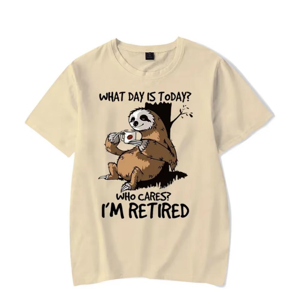 2023 Men's T-shirt Sloth Who Cares I'm Retired Graphic Tee Shirt Man Short Sleeve Tshirt Cartoon Sloth Top Tees Homme Camiseta