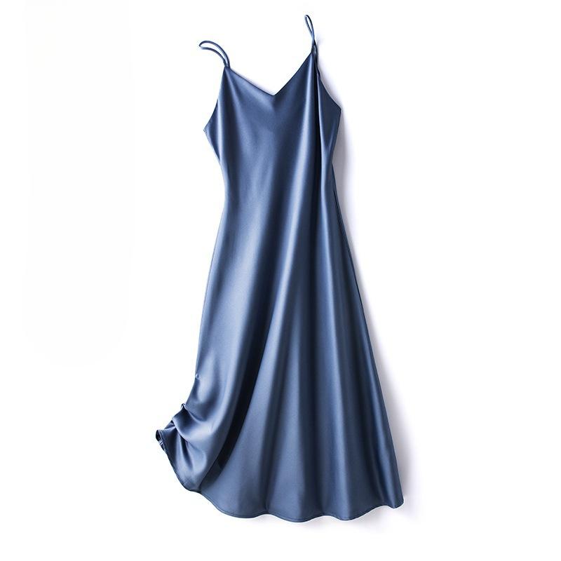 New French Satin-shaped Sexy Suspender Dress for Spring and Summer Women's Mid-length Inner Solid Color Base Skirt