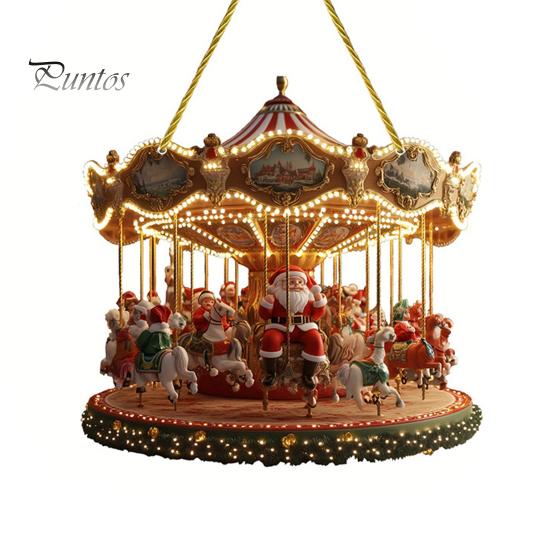 

2D Санта-карусель подвеска для украшения дома, окна, автомобиля, рождественской елки подвеска из акрила ручной работы художественный орнамент A