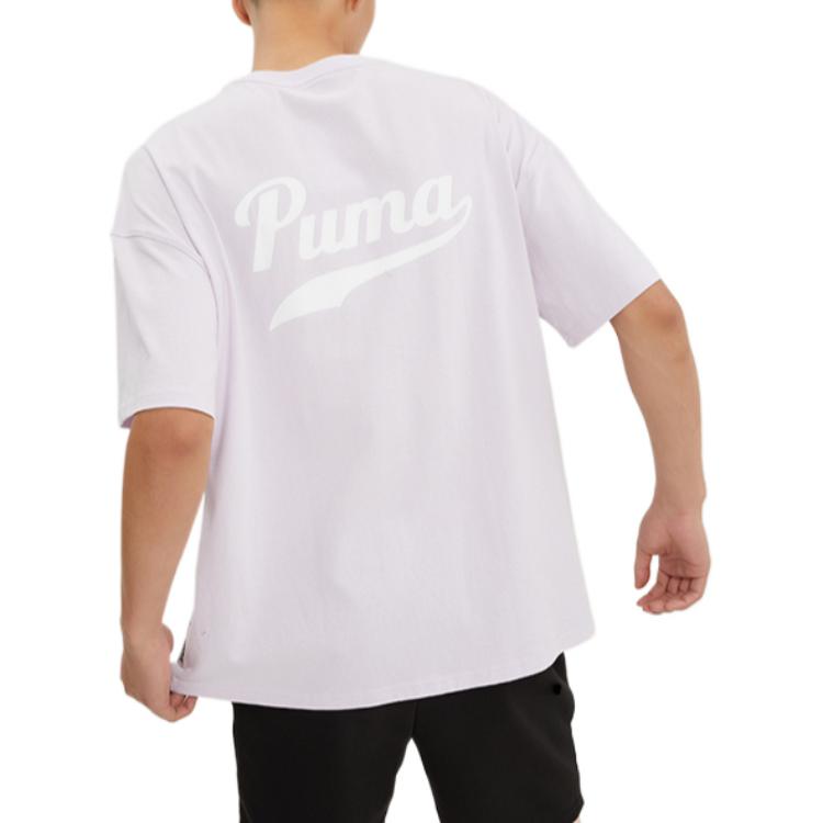 Men's PUMA T-Shirts Men's Light Pink Crew Neck Moderate Straight Fit