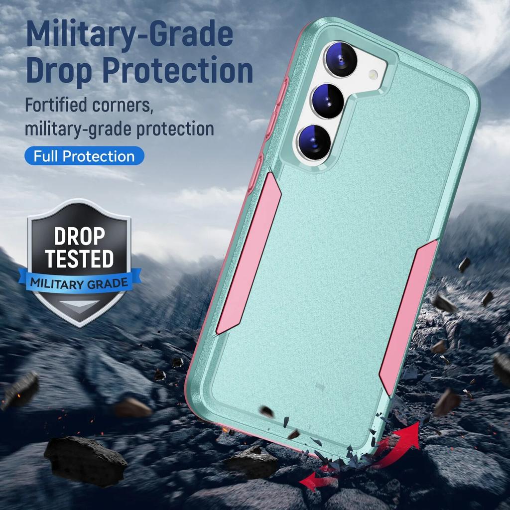 Anti-Glare Back Cover Case for Samsung Galaxy S23 FE S22 Ultra 5G S21 Plus S20 FE S 23 22 20 Dual Layer 2 In 1 Coque Armor Cases