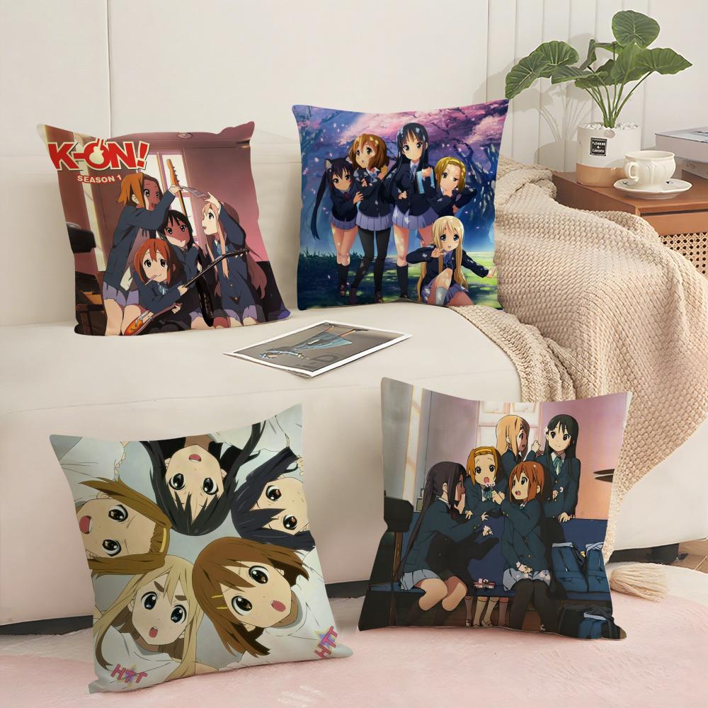 Anime K-K-On! Cartoon Cushion Cover Soft Short Plush Pillow Cover Smooth Cozy Texture Aesthetic Cushion Case Home Decor