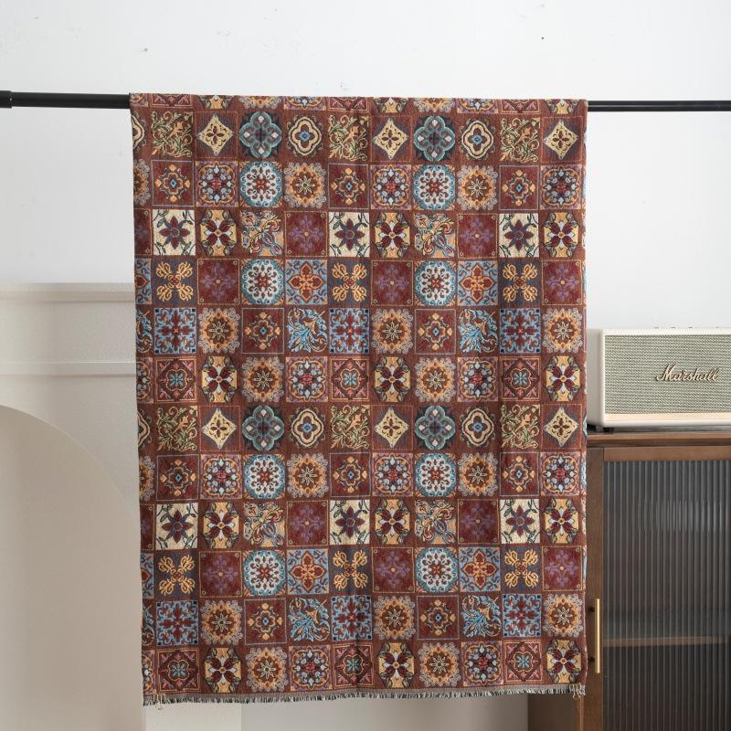 

Ethnic Style Moroccan Jacquard Fabric Contrasting Color Checkered Pattern for DIY Clothing Outerwear Bags Tablecloths 100cmx148cm
