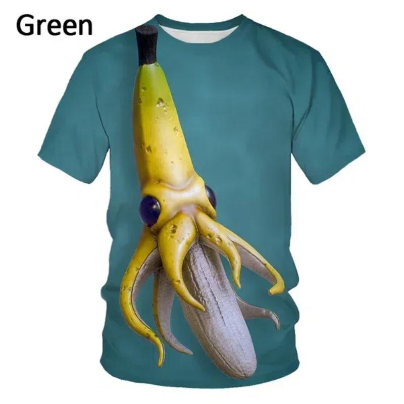 Banana 3D Printed Casual Short Sleeved T-shirt, Fun Men's Round Neck T-shirt, Suitable for Both Men and Women