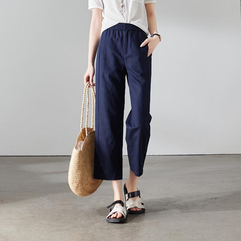 SOFSIL Women s High-Waist Wide-Leg Cropped Linen Blend Pants 28