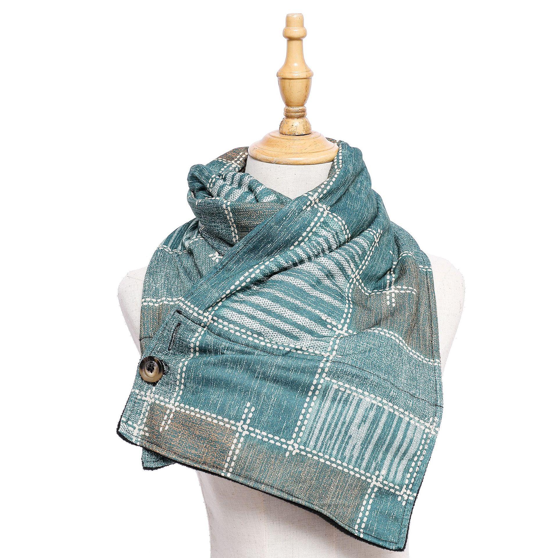 Green Plaid Imitation Cashmere Warm Winter Travel Scarf 15027 зелёный