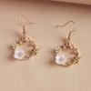 Korean Fashion Bee Wreath & Fairy Shell Flower Earrings – Silvery Needle Hypoallergenic, Cute Nature-Inspired Design for Daily Party Gift