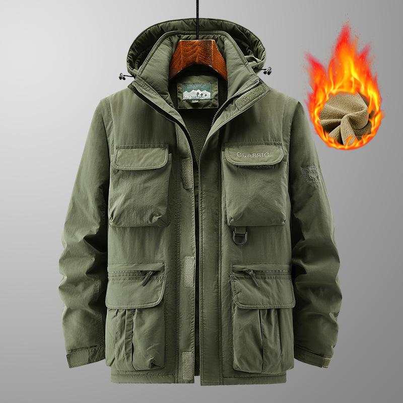 Chaqueta Juvenil para Hombre Ropa Deportiva de Montañismo para Exteriores Manga Desmontable con Capucha Holgada Chaqueta Polar para Hombre