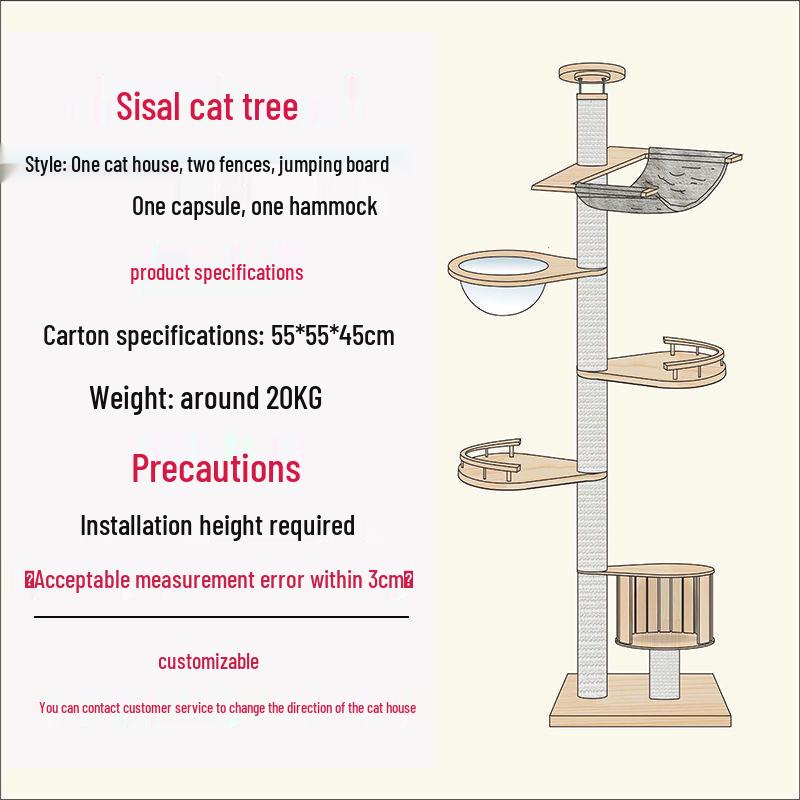 Solid Wood Cat Condo & Bed with Integrated Tree and Space-Saving Design for Large and Small Cats