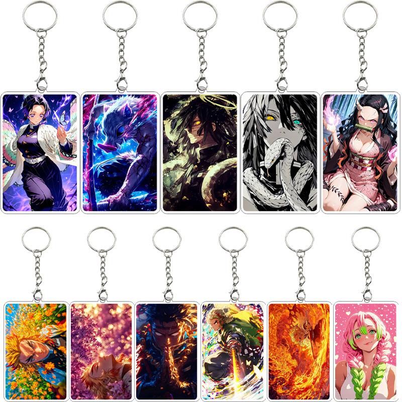 Anime 8cm Kamado Tanjiro Nezuko Agatsuma Zenitsu Cartoon Characters Acrylic Keychain Accessories Car Pendant Gifts Toy Wholesale