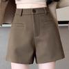 Petite Women's High-Waisted Tweed A-Line Shorts - Slimming, Versatile, Casual Wide-Leg for Autumn/Winter (XS)