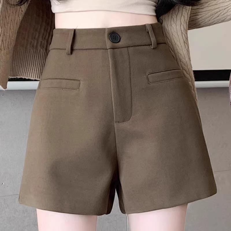 Petite Women's High-Waisted Tweed A-Line Shorts - Slimming, Versatile, Casual Wide-Leg for Autumn/Winter (XS)