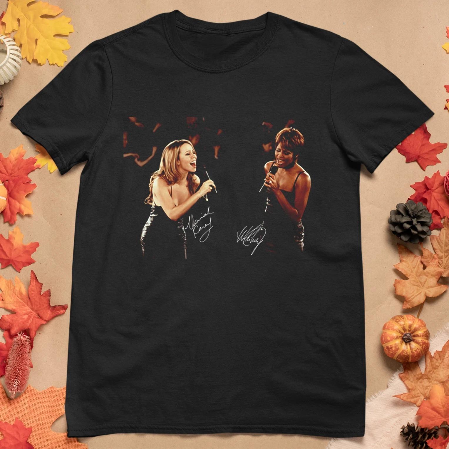 Whitney Houston Mariah Carey Live Signature Black Unisex S-4XL T-Shirt XL