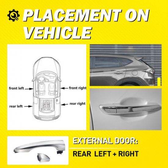2X Exterior Door Handle Rear Left Right For 2016 2017 2018- Hyundai Tucson K