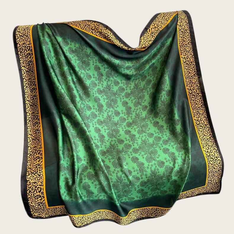Hangzhou Silk Satin Brocade Scarf 110x110: Versatile Large Silk Feel Shawl for Air Conditioning