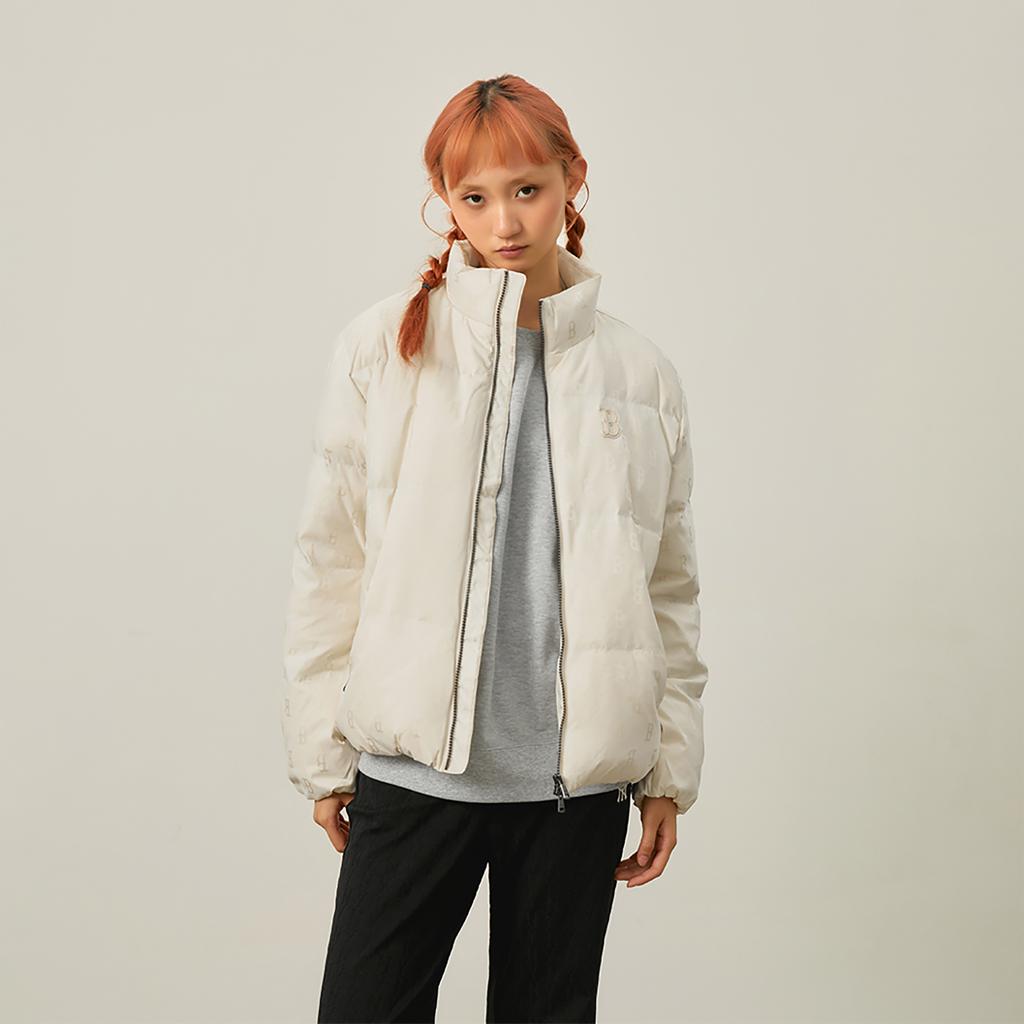 New MLB MONOGRAM Collection Boston Red Sox 24FW Cropped Down Jackets Unisex Dark Cream 3ADJM0346-43CRD