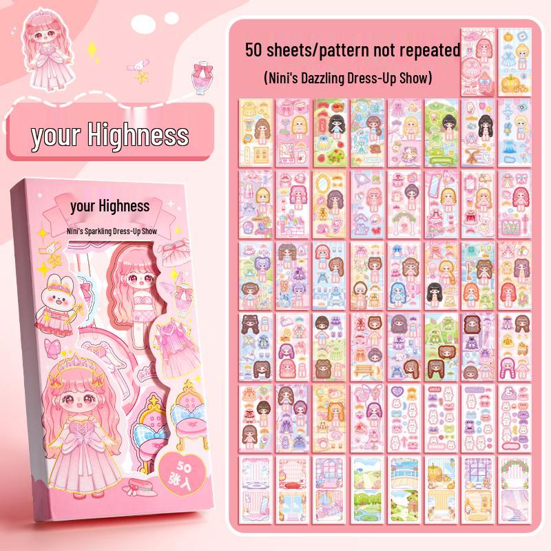 Princess Dress-Up Sticker Set for Girls - Cute Cartoon Themed Stickers