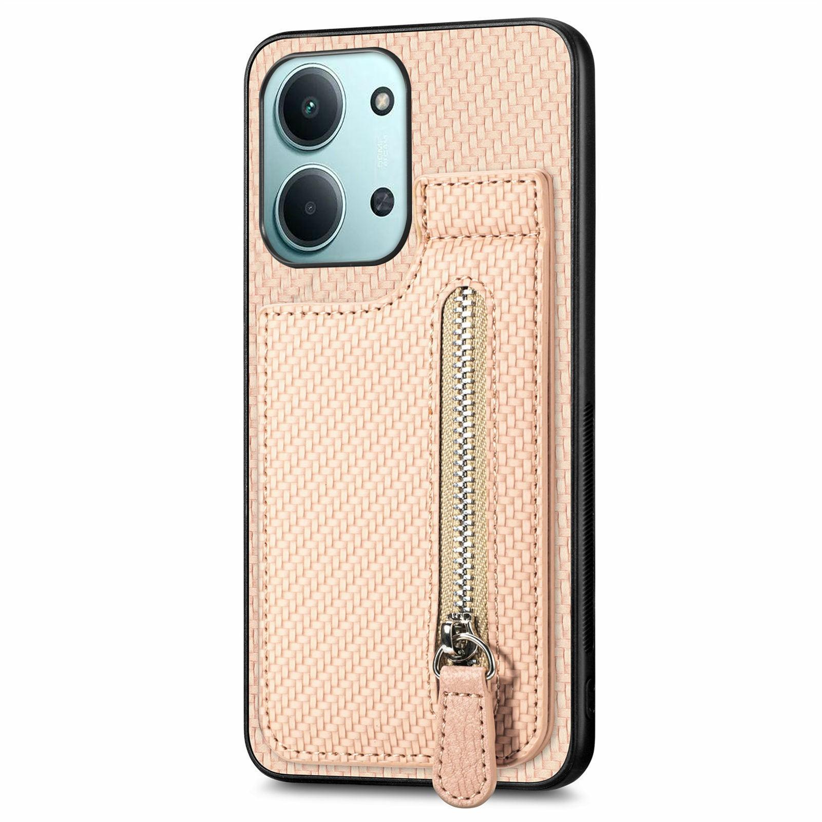 

Kickstand Case For Xiaomi Redmi 15C 5G (EU) (173mm)/15C 4G (EU) (173mm) Leather Phone Back Cover with Zipper Card Holder