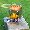Integrated Folding Firewood Stove Outdoor Camping BBQ Grill Stainless Steel Plug Pin Type