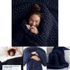 Deep Blue Handwoven Throw Blanket With Ultra Thick Yarn For Cozy Home Decor