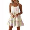 Summer Sexy Party Solid Color Spaghetti Strap Ruched Short Dress Casual For Womens
