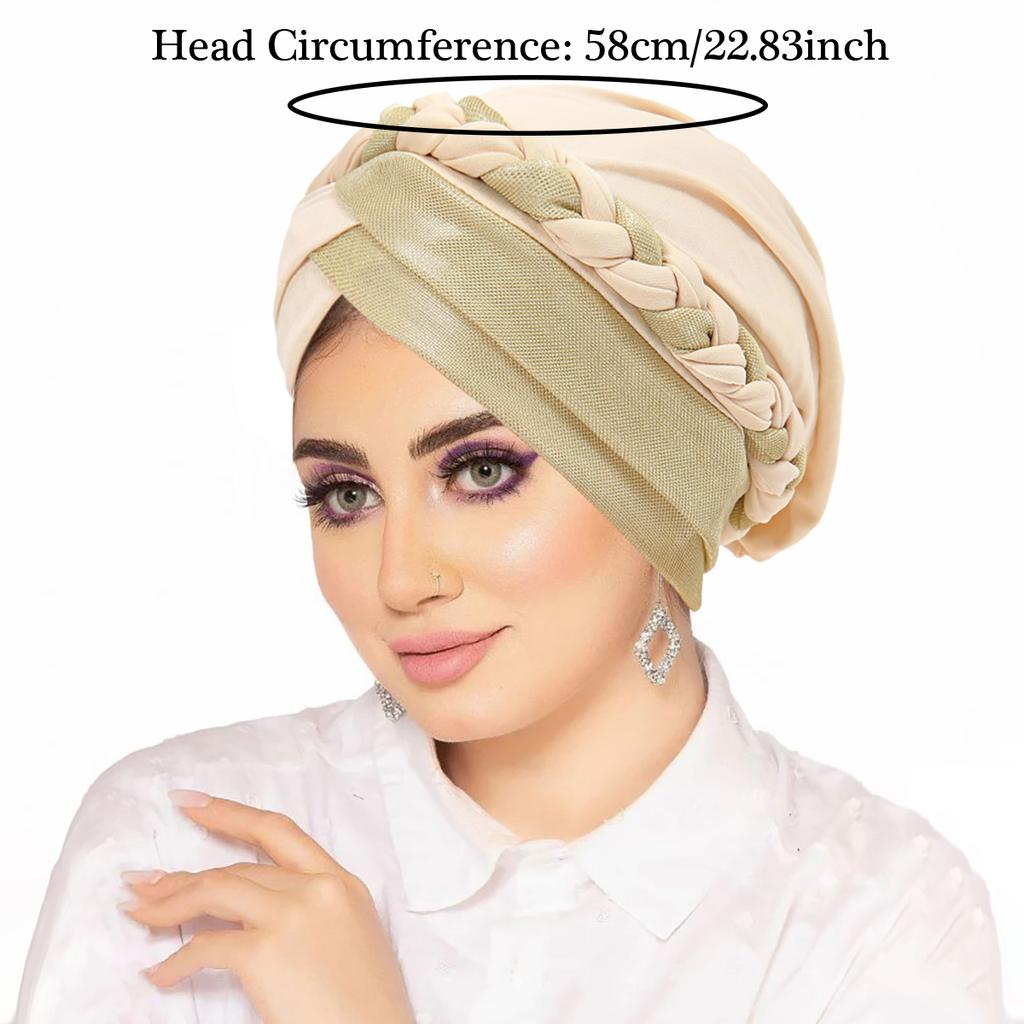Muslim Women Hijabs Islamic Headwear Braid Head Wrap Chemo Cap Turban Hat