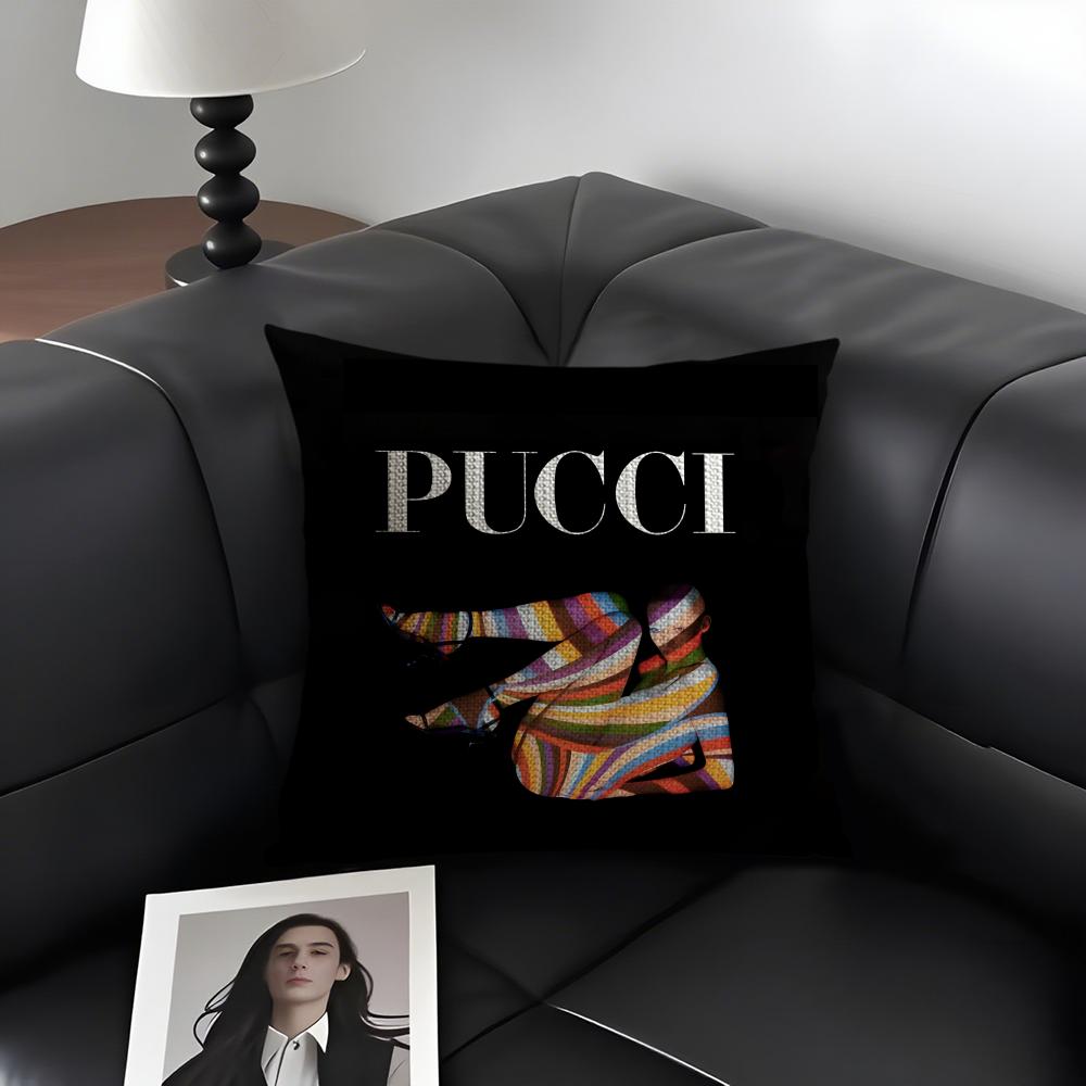 

PPUCCI Logo Cushion Cover Natural Linen Organic Fabric DoubleSided Printing Sofa Home Decor Gift Pillow Case 30x30cm