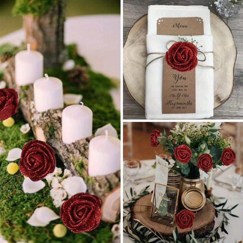 120 ks 4,5 cm Umělé květiny Pěnové třpytivé růže Třpytivá pěnová růže se stonky pro DIY Svatba Domov Párty Valentýn Den matek
