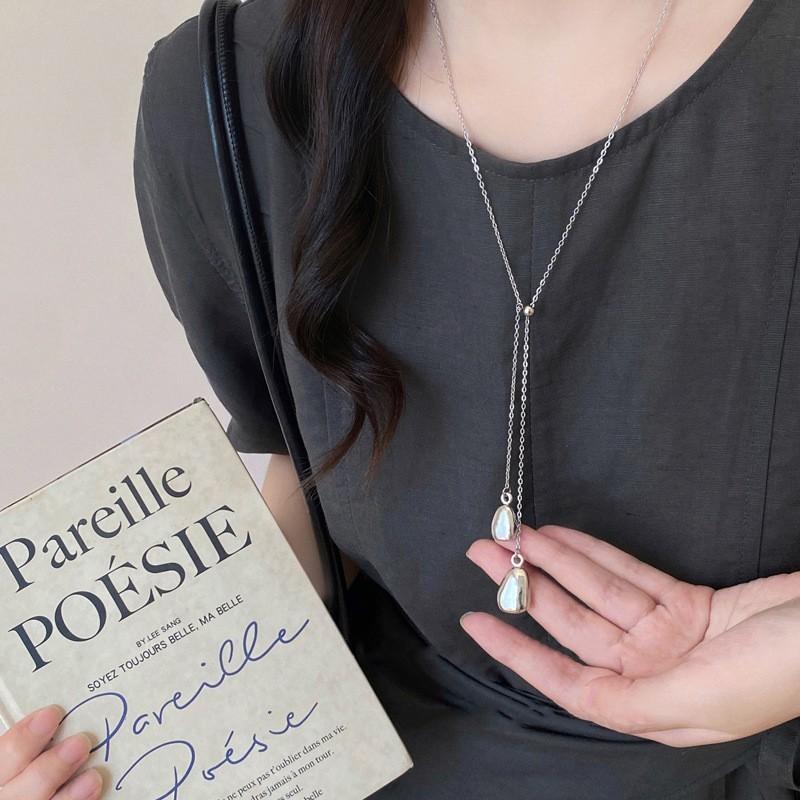 Minimalist Water Drop Pendant Necklace Sweater Chain