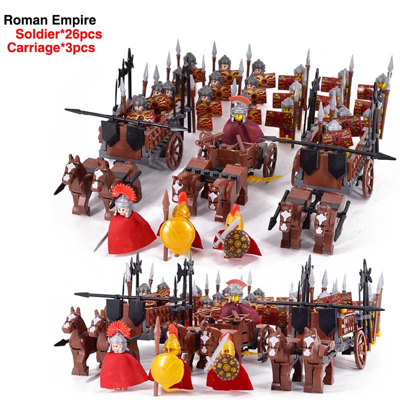 Medieval Age Castle Knights Spartan Warriors Crusader Roman Legion Infantry War Horse Chariot Building Bricks Blocks Figures Toy