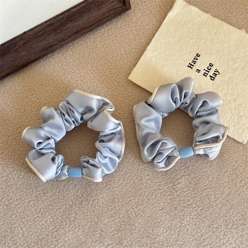 

2 шт./компл. атласные резинки для волос с белым краем, мягкая тканевая эластичная повязка для волос, базовые повседневные головные уборы, женские аксессуары для волос