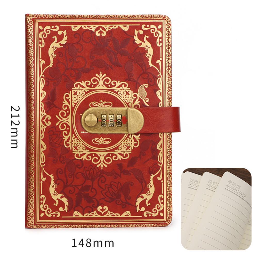 New A5 Retro Password Notebook With Lock Diary Book Student Notebook Vintage Notebook Sub-Password Lock Notebook Supplies