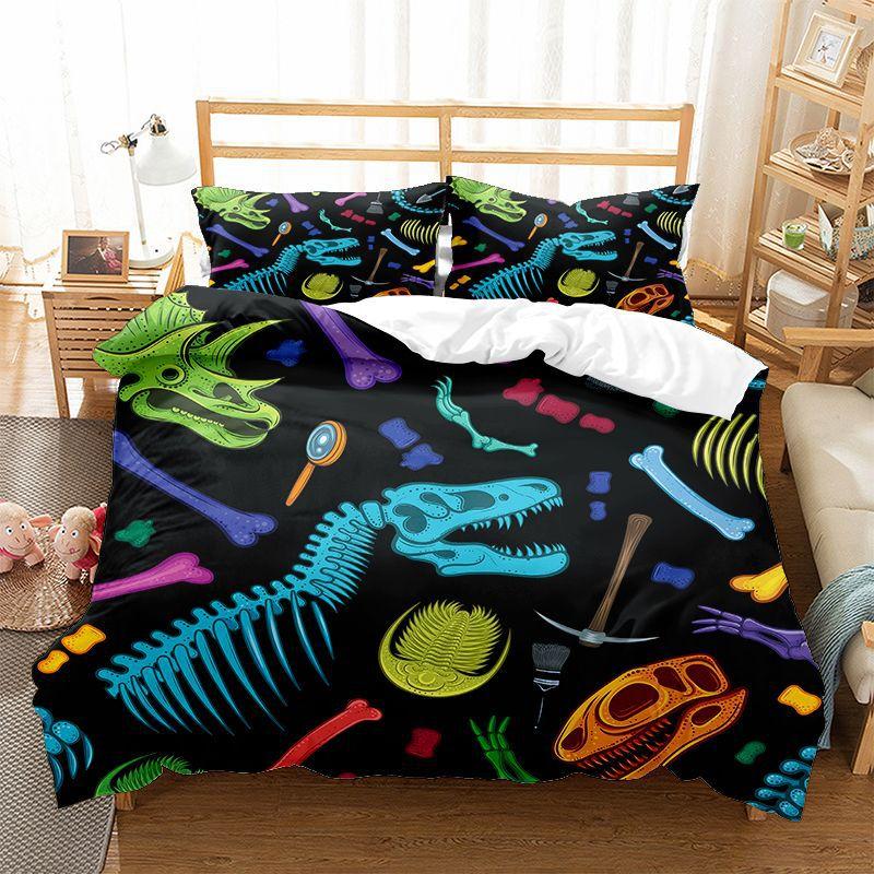 Dinosaur Duvet Cover Set Kids Bedding Set Full/Queen Size 3D Cartoon Animal Duvet Cover for Boys Girl Children Color Quilt Cover