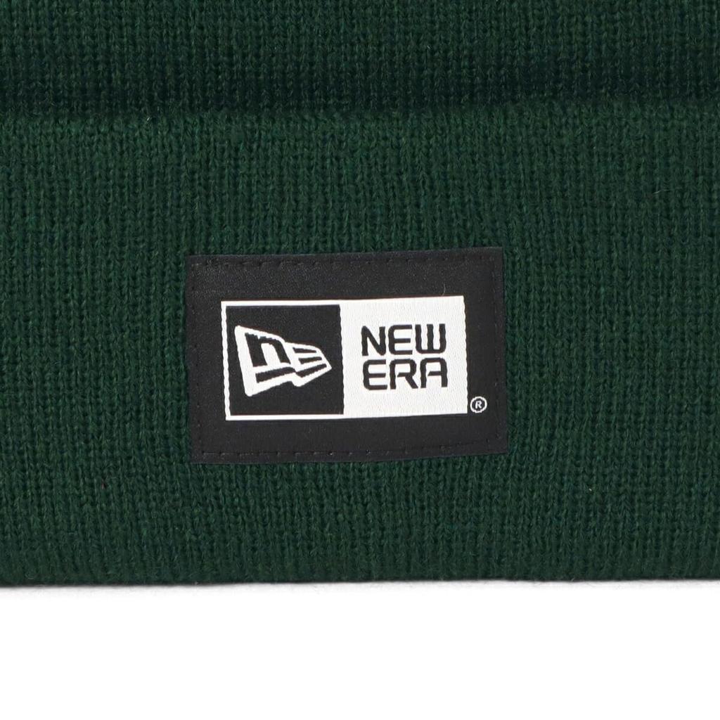 New Era Box Logo Cuff Knit British Free Basic Cuff Knit Box Logo Label Cap, Green,