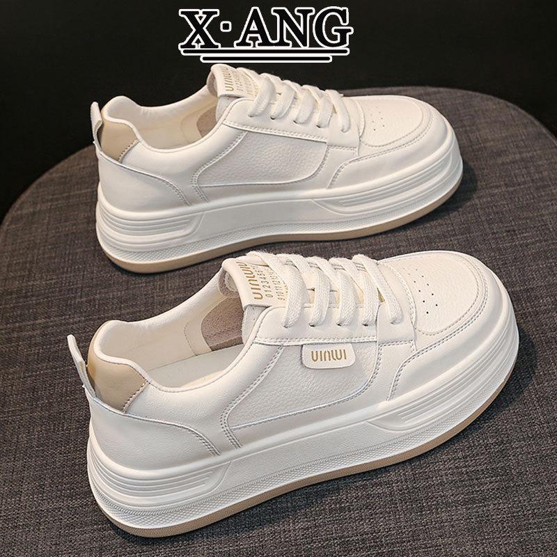 The first layer of cowhide thick-soled white shoes women's board shoes new autumn shoes women's versatile casual sports shoes