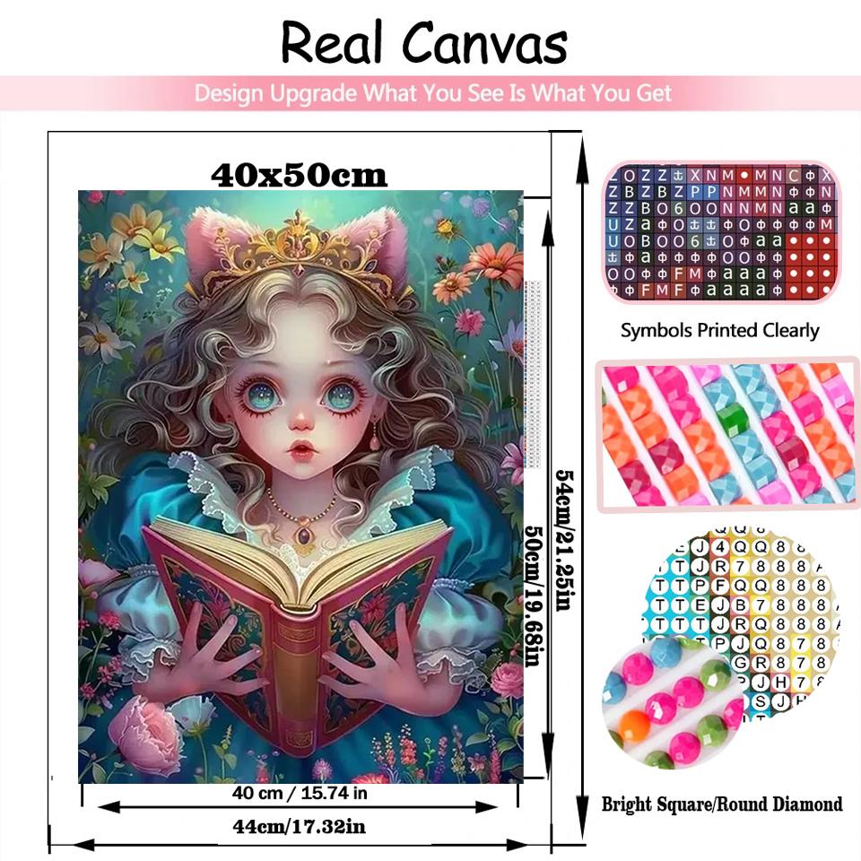 Diy 5D Diamond Painting Cartoon Princess Cat Mosaic Art Embroidery Girl Picture  Embroidered Wall Decoration Children's Gift