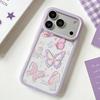 ins pink butterfly is suitable for Apple 17/16Promax transparent mobile phone case iPhone15 anti-drop female shell spring model.