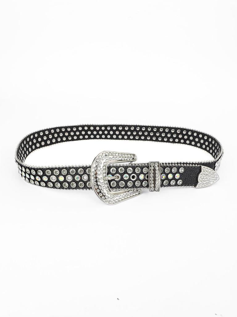 2025 Versatile Rhinestone Leather Belt with Sequin Decor for Men and Women