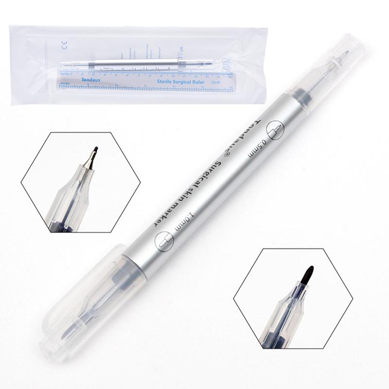 

Хирургические аксессуары для инструментов маркера для татуировки кожи бровей с измерительной линейкой Silver two head