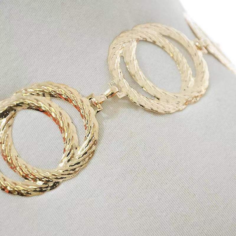 Women's Metal Double Ring Iron Plate Chain Waist Chain for Women's Personality Trendy and Fashionable Versatile Body Metal Waist Decoration