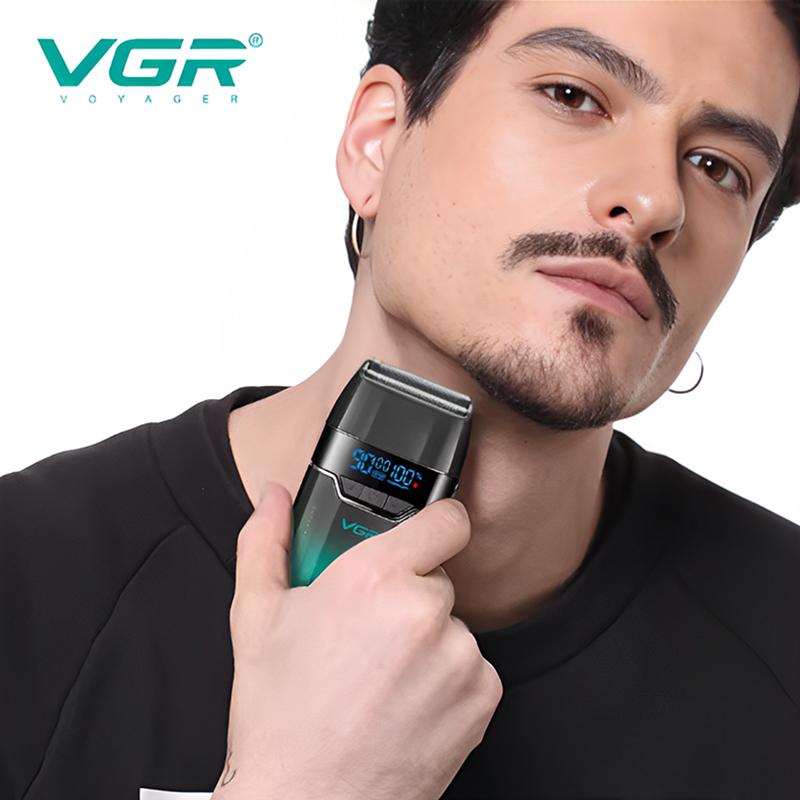 VGR Shaver Gradient Color Body High End Hair Trimmer Intelligent Digital Display Shaver High Speed Dual Blade Electric Clippers Safe and Hygienic