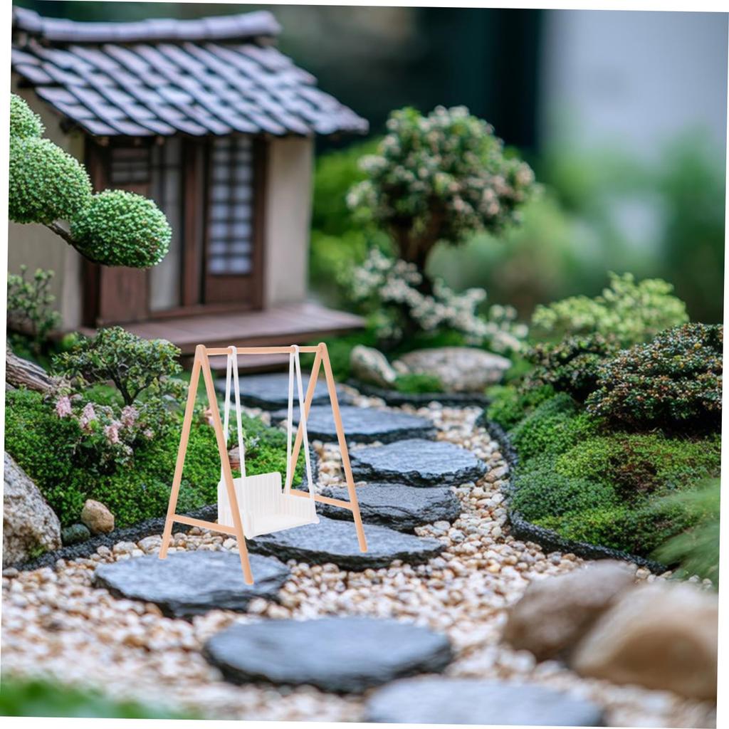 GLEAVI Garden Swing Miniature Model: Mini Hanging Chair DIY Mini Swing, Photography Prop, Desktop