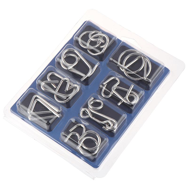 8Pcs/Set Materials Metal Puzzle Wire Iq Mind Brain Teaser Puzzles Reliever Toys