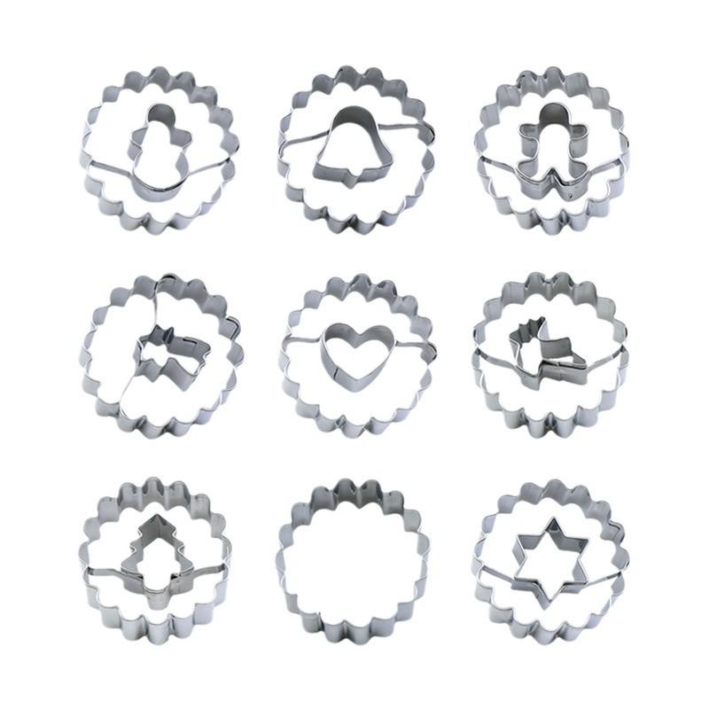 9-Piece Stainless Steel Cookie Cutter Set for Easter & Christmas - Includes Jam Cutout & Fondant Molds