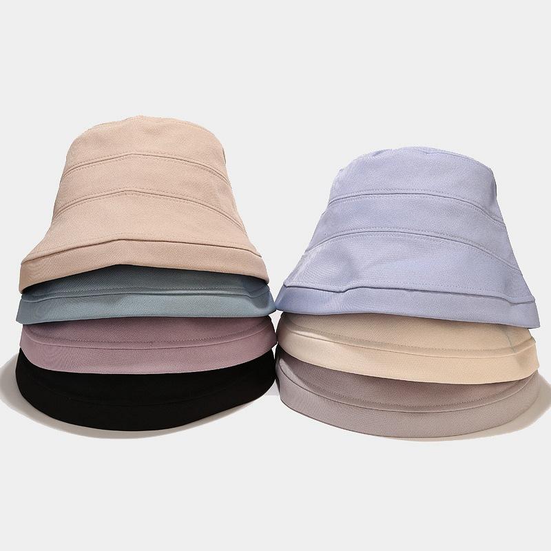 Korean Front Long Back Short Basin Hat Female Tide Casual Simple Cotton Breathable Sun Hat Foldable Bucket Hat