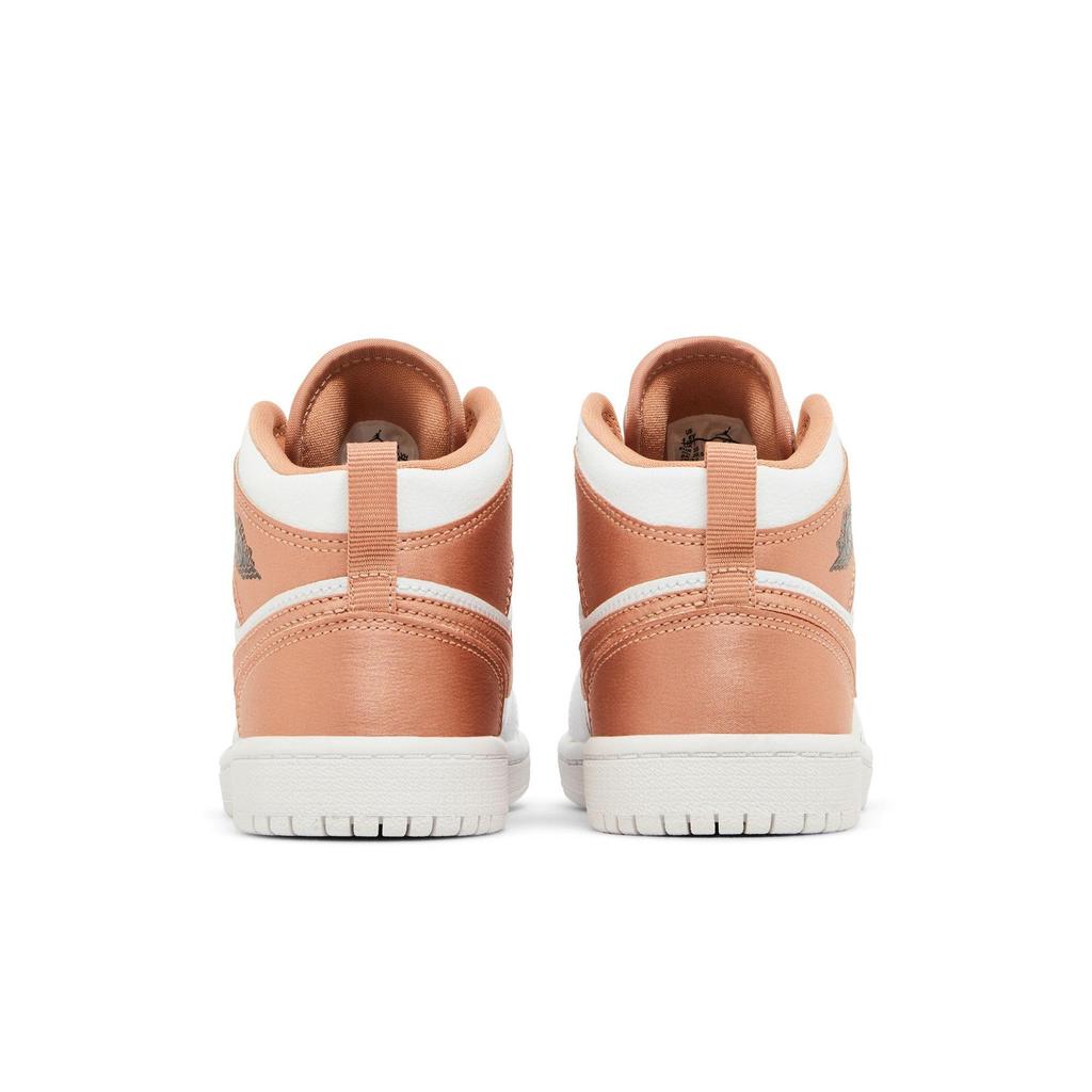 Air Jordan 1 Mid PreSchool 'White Rose Gold' (Unisex) White / Rose Gold / Black Kids' Basketball Shoes 640737 190